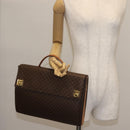 CELINE Macadam Canvas Hand Bag PVC Leather Brown Gold Auth 142852-27