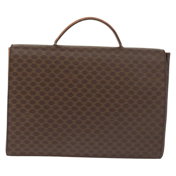 CELINE Macadam Canvas Hand Bag PVC Leather Brown Gold Auth 142852