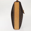 CELINE Macadam Canvas Hand Bag PVC Leather Brown Gold Auth 142852-4