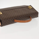 CELINE Macadam Canvas Hand Bag PVC Leather Brown Gold Auth 142852-6