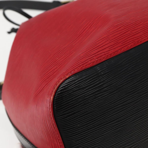 LOUIS VUITTON Epi Petit Noe Shoulder Bag Bicolor Black Red M44017 LV Auth 142857