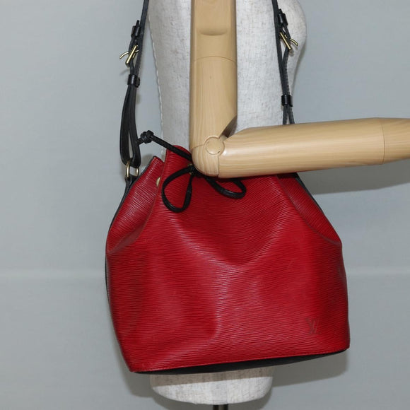 LOUIS VUITTON Epi Petit Noe Shoulder Bag Bicolor Black Red M44017 LV Auth 142857