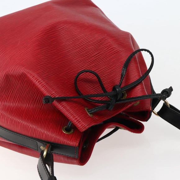 LOUIS VUITTON Epi Petit Noe Shoulder Bag Bicolor Black Red M44017 LV Auth 142857