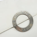 CELINE Shoulder Bag Leather White Silver Auth 142865-17