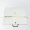 CELINE Shoulder Bag Leather White Silver Auth 142865-10