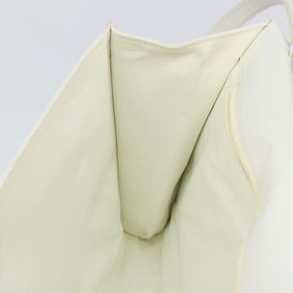 CELINE Shoulder Bag Leather White Silver Auth 142865