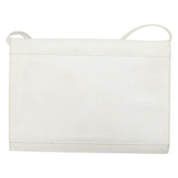 CELINE Shoulder Bag Leather White Silver Auth 142865 - 0