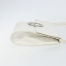 CELINE Shoulder Bag Leather White Silver Auth 142865-3