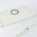 CELINE Shoulder Bag Leather White Silver Auth 142865-6