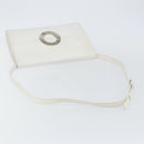 CELINE Shoulder Bag Leather White Silver Auth 142865-7