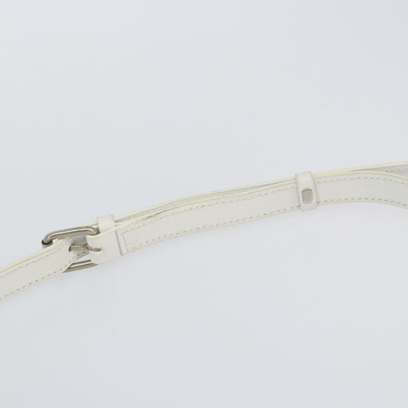 CELINE Shoulder Bag Leather White Silver Auth 142865