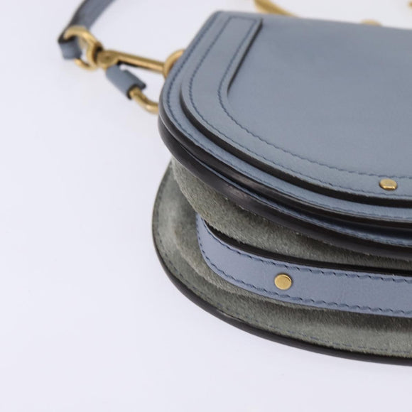 Chloe Nile Hand Bag Leather 2way Light Blue Gold Auth 142867