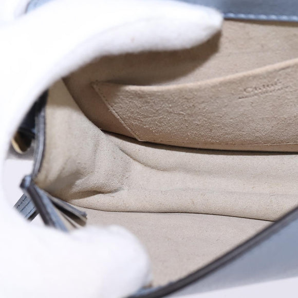 Chloe Nile Hand Bag Leather 2way Light Blue Gold Auth 142867