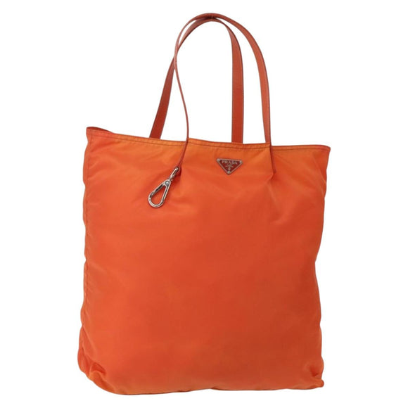 PRADA Tote Bag Nylon Orange Silver Auth 142868