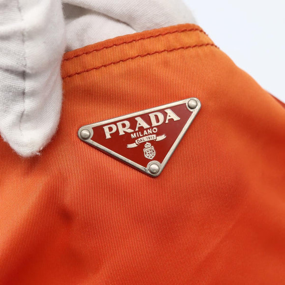 PRADA Tote Bag Nylon Orange Silver Auth 142868