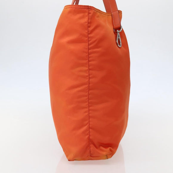 PRADA Tote Bag Nylon Orange Silver Auth 142868