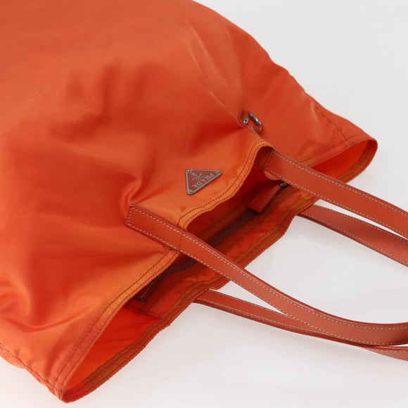 PRADA Tote Bag Nylon Orange Silver Auth 142868