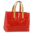 LOUIS VUITTON Monogram Vernis Reade PM Hand Bag Red Rouge M91088 LV Auth 142871-1