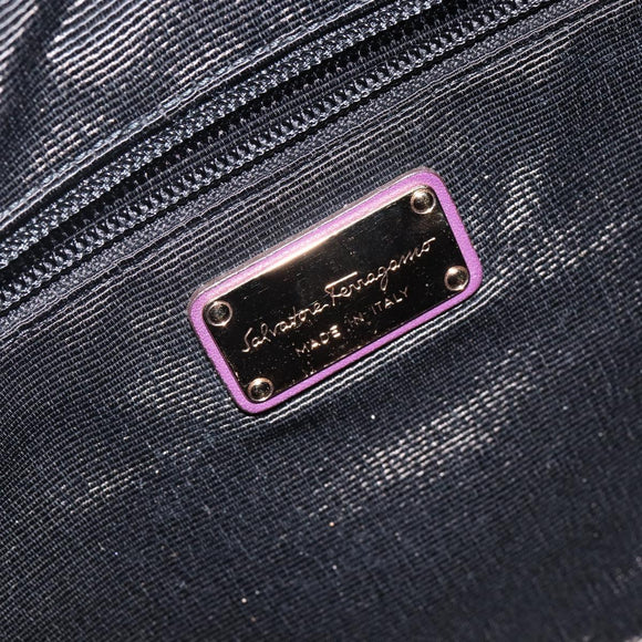 Salvatore Ferragamo Vala Shoulder Bag Nylon Purple Gold Auth 142887