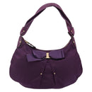 Salvatore Ferragamo Vala Shoulder Bag Nylon Purple Gold Auth 142887-2