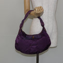 Salvatore Ferragamo Vala Shoulder Bag Nylon Purple Gold Auth 142887-22