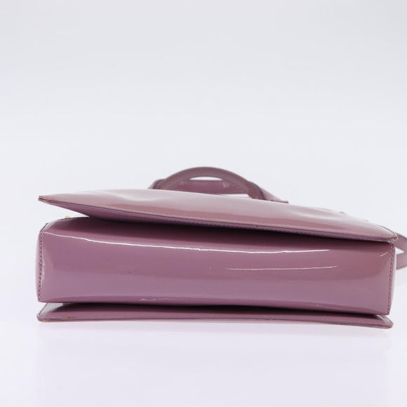 Salvatore Ferragamo Vala Hand Bag Enamel 2way Purple Gold Auth 142888