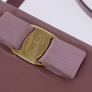 Salvatore Ferragamo Vala Hand Bag Enamel 2way Purple Gold Auth 142888-19