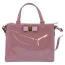Salvatore Ferragamo Vala Hand Bag Enamel 2way Purple Gold Auth 142888-13