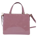 Salvatore Ferragamo Vala Hand Bag Enamel 2way Purple Gold Auth 142888-2