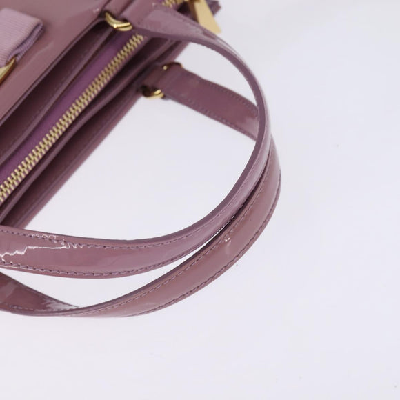 Salvatore Ferragamo Vala Hand Bag Enamel 2way Purple Gold Auth 142888
