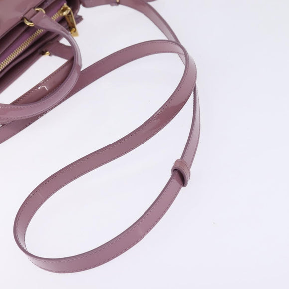 Salvatore Ferragamo Vala Hand Bag Enamel 2way Purple Gold Auth 142888