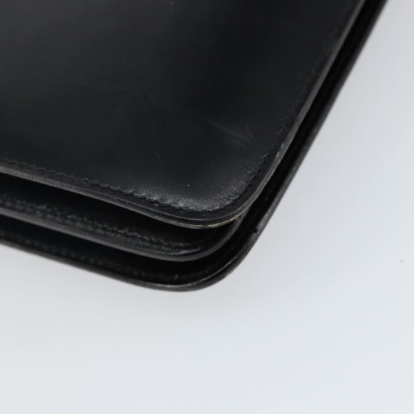 CELINE Hand Bag Leather Black Gold Auth 142890