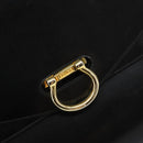 CELINE Hand Bag Leather Black Gold Auth 142890-17