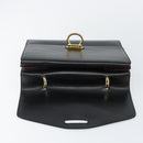 CELINE Hand Bag Leather Black Gold Auth 142890-10