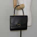 CELINE Hand Bag Leather Black Gold Auth 142890-23