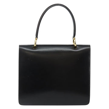 CELINE Hand Bag Leather Black Gold Auth 142890 - 0