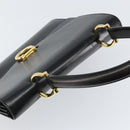 CELINE Hand Bag Leather Black Gold Auth 142890-6