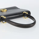 CELINE Hand Bag Leather Black Gold Auth 142890-7
