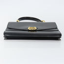 CELINE Hand Bag Leather Black Gold Auth 142890-5