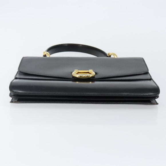 CELINE Hand Bag Leather Black Gold Auth 142890