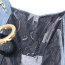 Salvatore Ferragamo Gancini Chain Shoulder Bag Suede Navy Gold Auth 142891-18