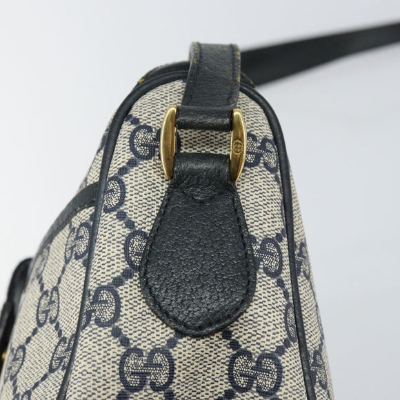 GUCCI GG Supreme Sherry Line Shoulder Bag PVC Navy Gold 89 02 032 Auth 142892