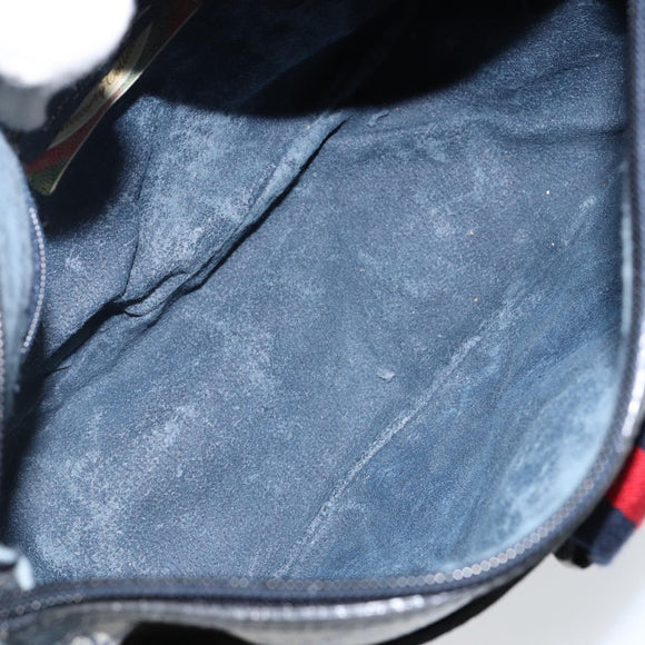 GUCCI GG Supreme Sherry Line Shoulder Bag PVC Navy Gold 89 02 032 Auth 142892