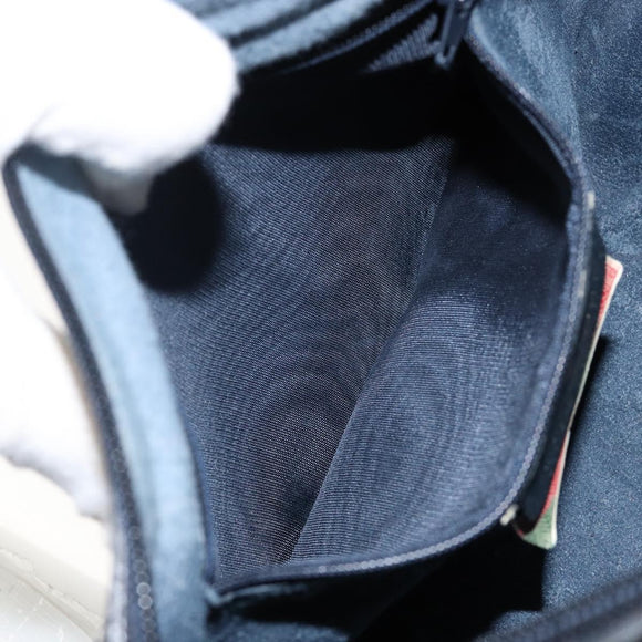 GUCCI GG Supreme Sherry Line Shoulder Bag PVC Navy Gold 89 02 032 Auth 142892