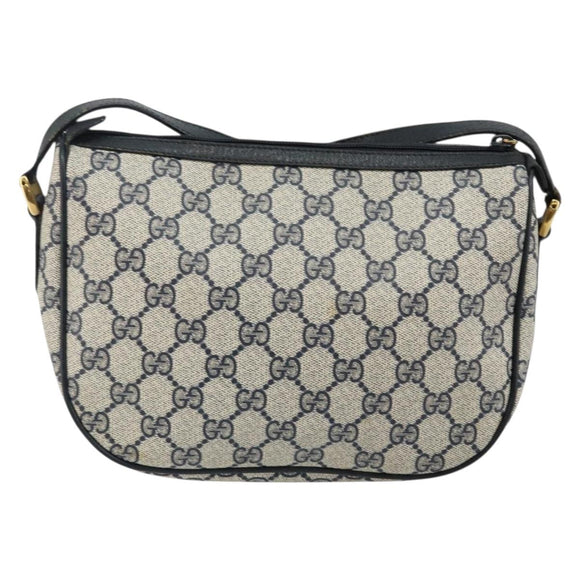 GUCCI GG Supreme Sherry Line Shoulder Bag PVC Navy Gold 89 02 032 Auth 142892