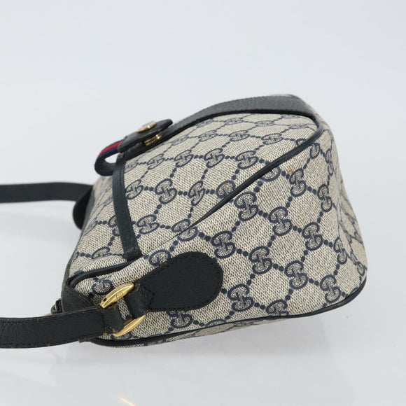 GUCCI GG Supreme Sherry Line Shoulder Bag PVC Navy Gold 89 02 032 Auth 142892