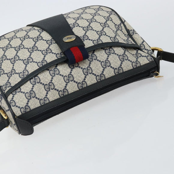 GUCCI GG Supreme Sherry Line Shoulder Bag PVC Navy Gold 89 02 032 Auth 142892