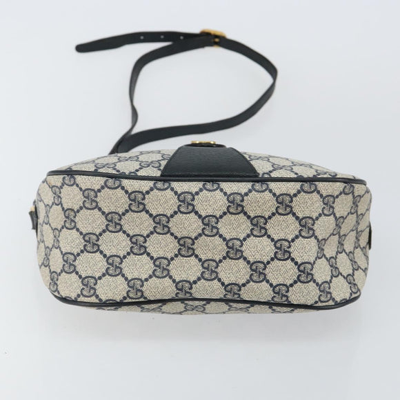 GUCCI GG Supreme Sherry Line Shoulder Bag PVC Navy Gold 89 02 032 Auth 142892