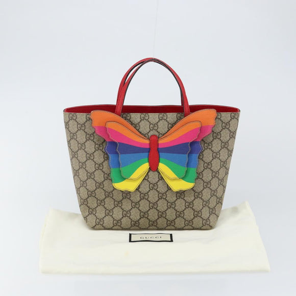 GUCCI GG Supreme Hand Bag PVC Beige 550768 Auth 142895