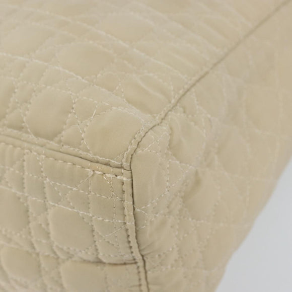 Christian Dior Canage Lady Dior Hand Bag Nylon Beige Gold Auth 142896